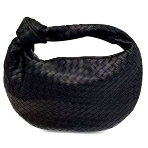 Designer Inspired (Black) Woven Knot Handle Tote Bag (Like New Condition)